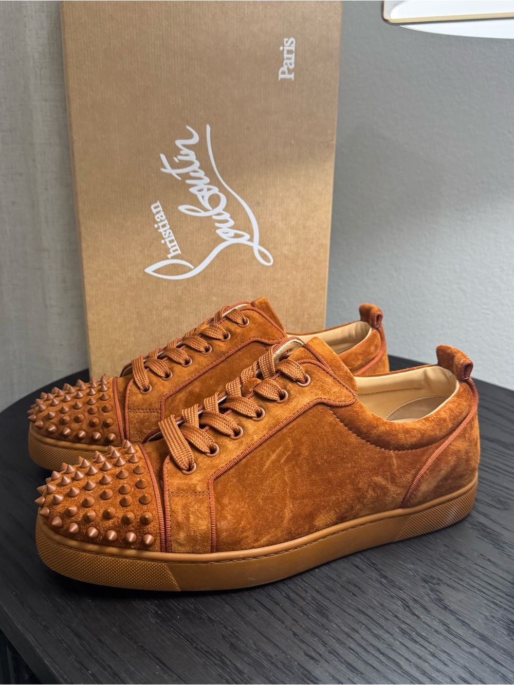 Christian Louboutin Louis Junior Spikes Sneakers Suede Foxy 43
